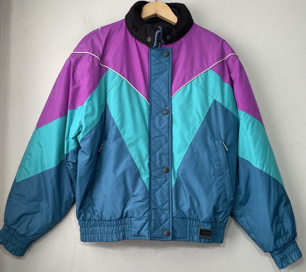 Vintage Yamaha Winter Coat Womens Size Medium 80s Ski Snowmobile Sportswear Chic